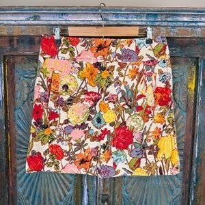 Anthropologie Elevenses velvet floral skirt